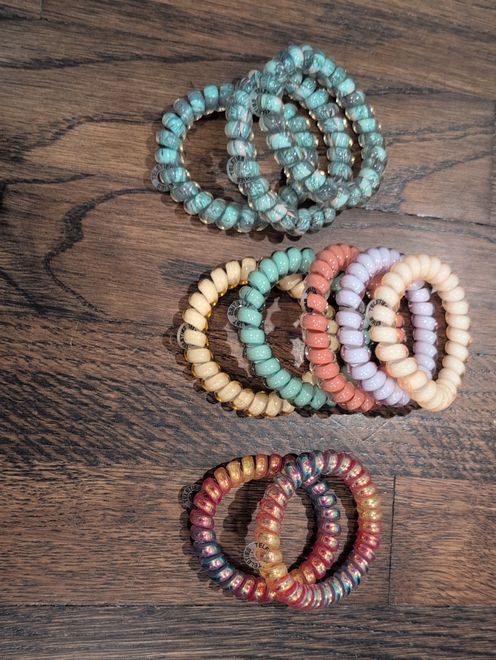 Set of Multicolor Teleties Hair Ties/Bracelets - Pastel & Metallic Styles